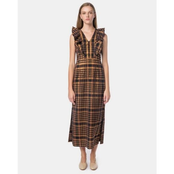 💕ACE & JIG💕 Magdalena Reversible Dress ~ St. Honore Gold Plaid Medium M NWOT - Picture 2 of 14
